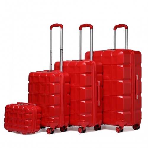 Easy Luggage K2292L - Kono Lightweight Hard Shell ABS Suitcase With TSA Lock And Vanity Case 4 Piece Set - Red