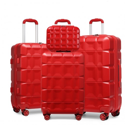 Easy Luggage K2292L - Kono Lightweight Hard Shell ABS Suitcase With TSA Lock And Vanity Case 4 Piece Set - Red