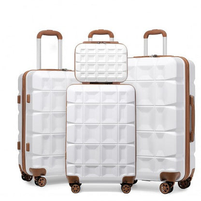 Easy Luggage K2292L - Kono Lightweight Hard Shell ABS Suitcase With TSA Lock And Vanity Case 4 Piece Set - White