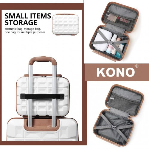Easy Luggage K2292L - Kono Lightweight Hard Shell ABS Suitcase With TSA Lock And Vanity Case 4 Piece Set - White