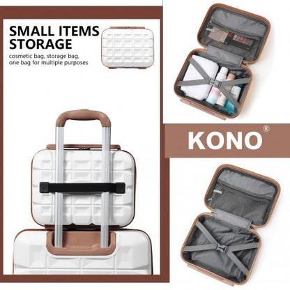 Easy Luggage K2292L - Kono Lightweight Hard Shell ABS Suitcase With TSA Lock And Vanity Case 4 Piece Set - White