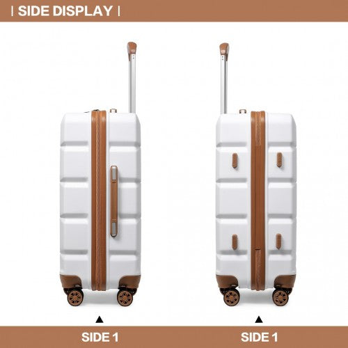 Easy Luggage K2292L - Kono Lightweight Hard Shell ABS Suitcase With TSA Lock And Vanity Case 4 Piece Set - White