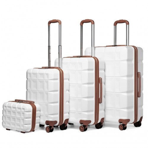 Easy Luggage K2292L - Kono Lightweight Hard Shell ABS Suitcase With TSA Lock And Vanity Case 4 Piece Set - White