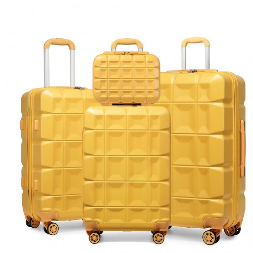 Easy Luggage K2292L - Kono Lightweight Hard Shell ABS Suitcase With TSA Lock And Vanity Case 4 Piece Set - Yellow