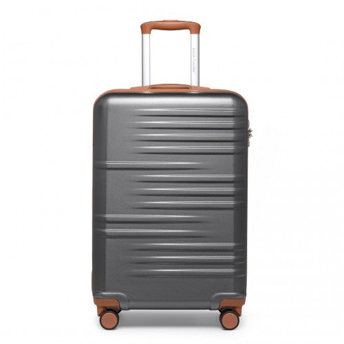 Easy Luggage K2391L - British Traveller 20 Inch Durable Polycarbonate and ABS Hard Shell Suitcase With TSA Lock - Grey And Brown