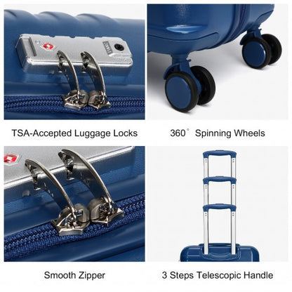 Easy Luggage K2391L - British Traveller 24 Inch Durable Polycarbonate and ABS Hard Shell Suitcase With TSA Lock - Navy