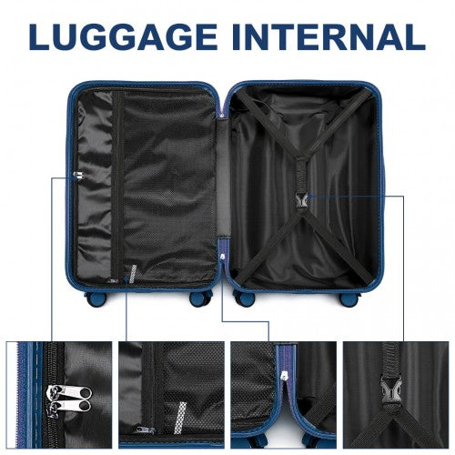 Easy Luggage K2391L - British Traveller 24 Inch Durable Polycarbonate and ABS Hard Shell Suitcase With TSA Lock - Navy