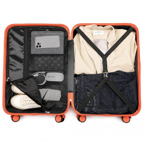 Easy Luggage K2391L - British Traveller 24 Inch Durable Polycarbonate and ABS Hard Shell Suitcase With TSA Lock - Orange