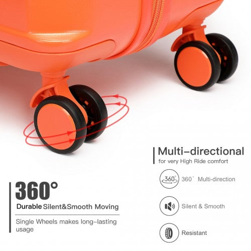 Easy Luggage K2391L - British Traveller 24 Inch Durable Polycarbonate and ABS Hard Shell Suitcase With TSA Lock - Orange