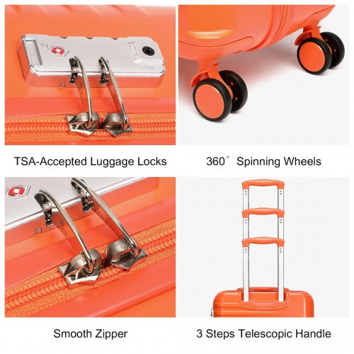 Easy Luggage K2391L - British Traveller 24 Inch Durable Polycarbonate and ABS Hard Shell Suitcase With TSA Lock - Orange