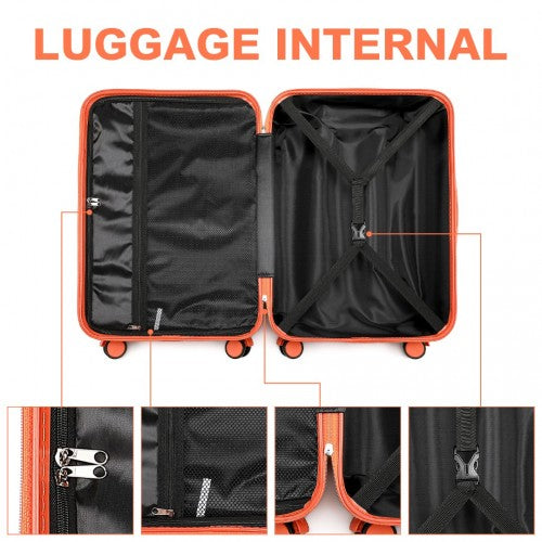 Easy Luggage K2391L - British Traveller 24 Inch Durable Polycarbonate and ABS Hard Shell Suitcase With TSA Lock - Orange