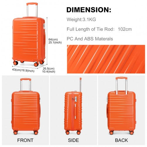 Easy Luggage K2391L - British Traveller 24 Inch Durable Polycarbonate and ABS Hard Shell Suitcase With TSA Lock - Orange