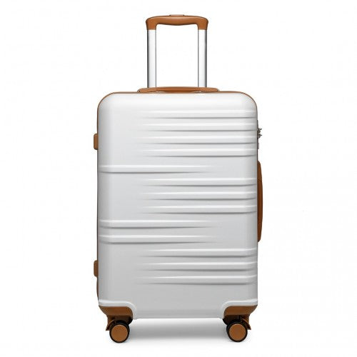 Easy Luggage K2391L - British Traveller 24 Inch Durable Polycarbonate and ABS Hard Shell Suitcase With TSA Lock - White