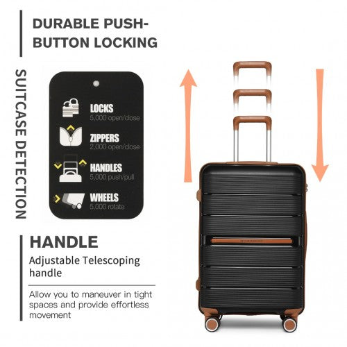 Easy Luggage K2392L - British Traveller 20 Inch Multi-Texture Polypropylene Hard Shell Suitcase With TSA Lock - Black
