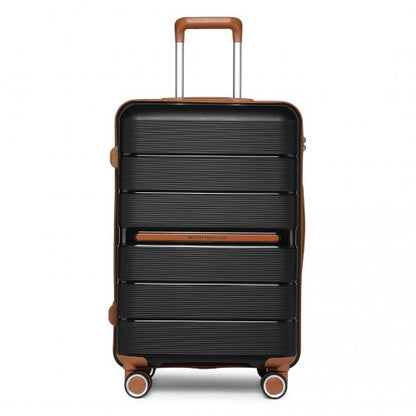Easy Luggage K2392L - British Traveller 24 Inch Multi-Texture Polypropylene Hard Shell Suitcase With TSA Lock - Black