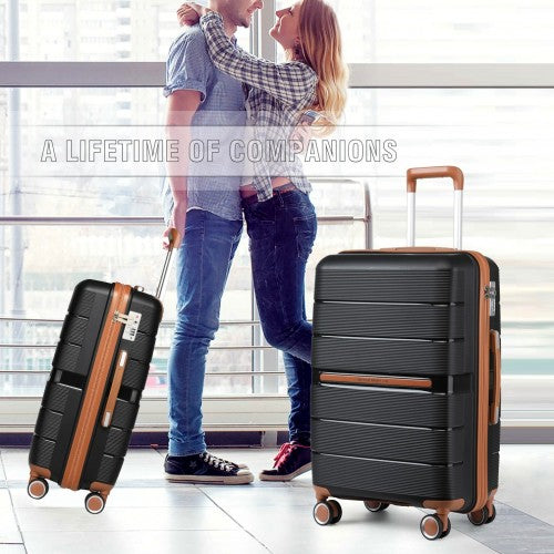 Easy Luggage K2392L - British Traveller 20 Inch Multi-Texture Polypropylene Hard Shell Suitcase With TSA Lock - Black