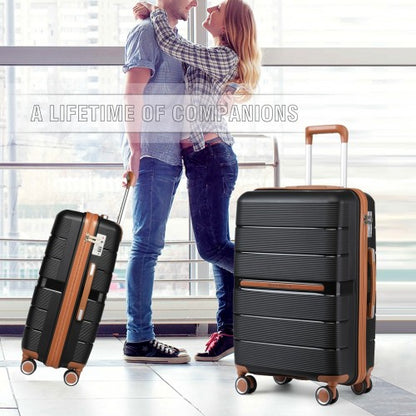 Easy Luggage K2392L - British Traveller 20 Inch Multi-Texture Polypropylene Hard Shell Suitcase With TSA Lock - Black