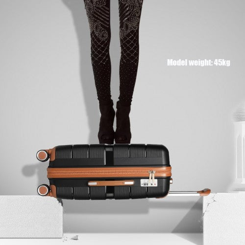 Easy Luggage K2392L - British Traveller 20 Inch Multi-Texture Polypropylene Hard Shell Suitcase With TSA Lock - Black