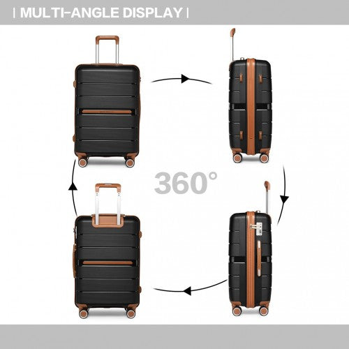 Easy Luggage K2392L - British Traveller 20 Inch Multi-Texture Polypropylene Hard Shell Suitcase With TSA Lock - Black