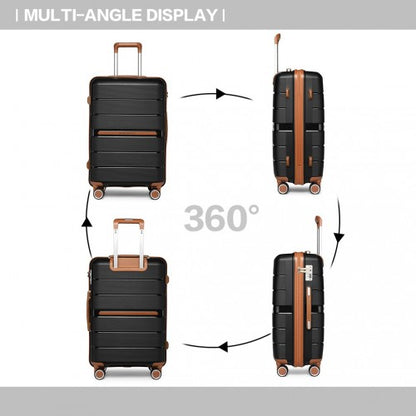 Easy Luggage K2392L - British Traveller 20 Inch Multi-Texture Polypropylene Hard Shell Suitcase With TSA Lock - Black