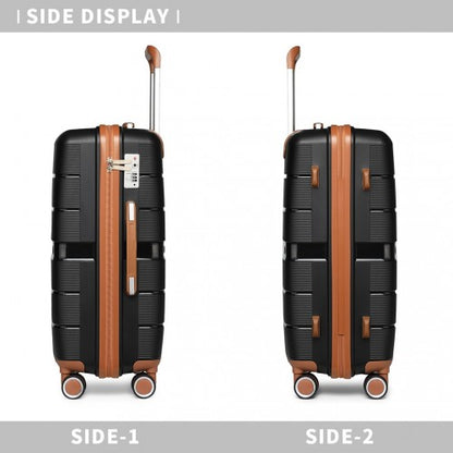 Easy Luggage K2392L - British Traveller 20 Inch Multi-Texture Polypropylene Hard Shell Suitcase With TSA Lock - Black