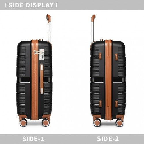 Easy Luggage K2392L - British Traveller 28 Inch Multi-Texture Polypropylene Hard Shell Suitcase With TSA Lock - Black