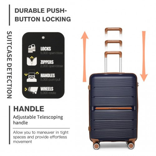 Easy Luggage K2392L - British Traveller 28 Inch Multi-Texture Polypropylene Hard Shell Suitcase With TSA Lock - Navy