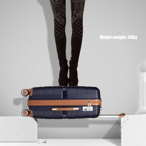 Easy Luggage K2392L - British Traveller 28 Inch Multi-Texture Polypropylene Hard Shell Suitcase With TSA Lock - Navy