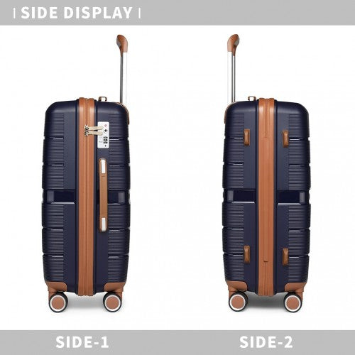 Easy Luggage K2392L - British Traveller 28 Inch Multi-Texture Polypropylene Hard Shell Suitcase With TSA Lock - Navy
