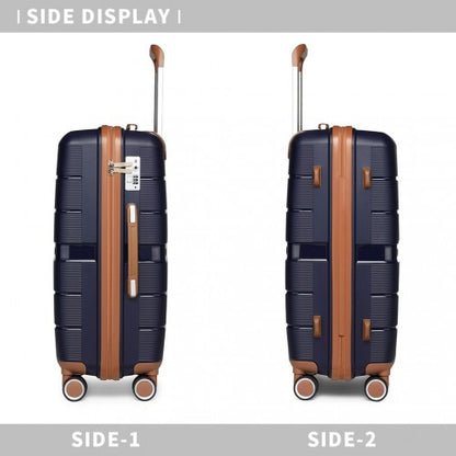 Easy Luggage K2392L - British Traveller 28 Inch Multi-Texture Polypropylene Hard Shell Suitcase With TSA Lock - Navy
