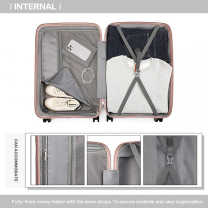 Easy Luggage K2393L - British Traveller 28 Inch Spinner Hard Shell PP Suitcase With TSA Lock - Nude