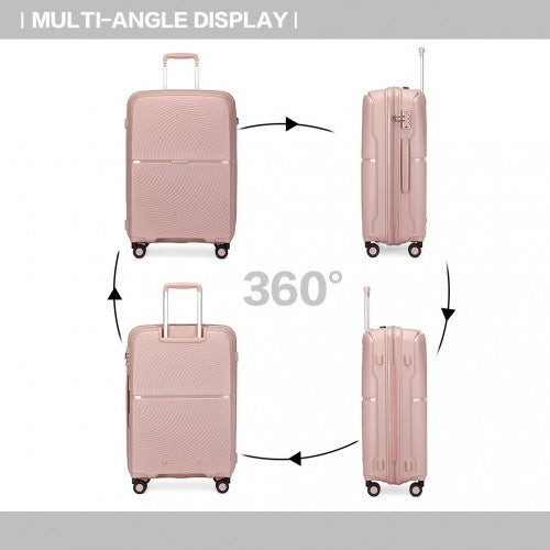 Easy Luggage K2393L - British Traveller 28 Inch Spinner Hard Shell PP Suitcase With TSA Lock - Nude
