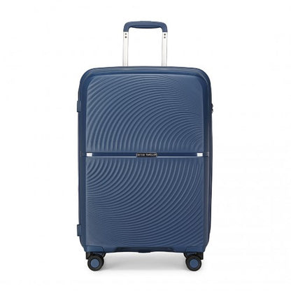 Easy Luggage K2393L - British Traveller 3 Pcs Set Spinner Hard Shell PP Suitcase With TSA Lock - Navy