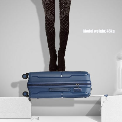 Easy Luggage K2393L - British Traveller 3 Pcs Set Spinner Hard Shell PP Suitcase With TSA Lock - Navy