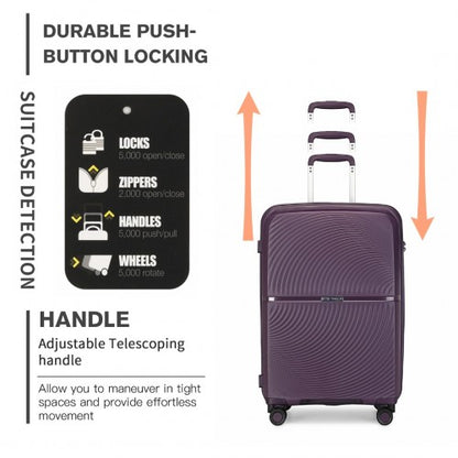 Easy Luggage K2393L - British Traveller 24 Inch Spinner Hard Shell PP Suitcase With TSA Lock - Purple