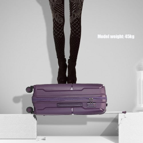 Easy Luggage K2393L - British Traveller 3 Pcs Set Spinner Hard Shell PP Suitcase With TSA Lock - Purple