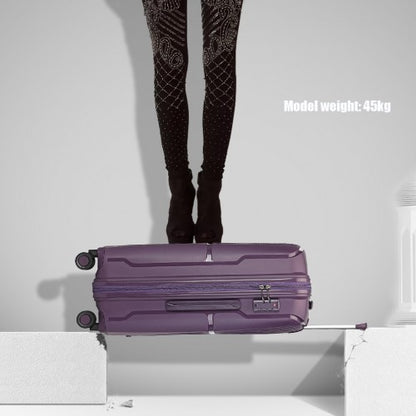 Easy Luggage K2393L - British Traveller 3 Pcs Set Spinner Hard Shell PP Suitcase With TSA Lock - Purple