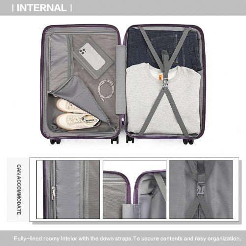 Easy Luggage K2393L - British Traveller 28 Inch Spinner Hard Shell PP Suitcase With TSA Lock - Purple