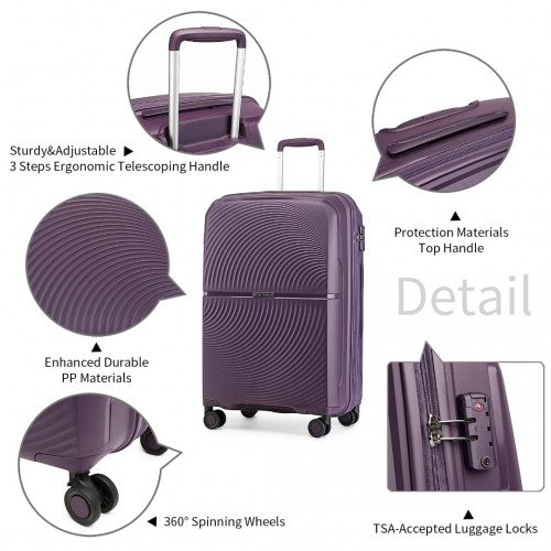 Easy Luggage K2393L - British Traveller 28 Inch Spinner Hard Shell PP Suitcase With TSA Lock - Purple