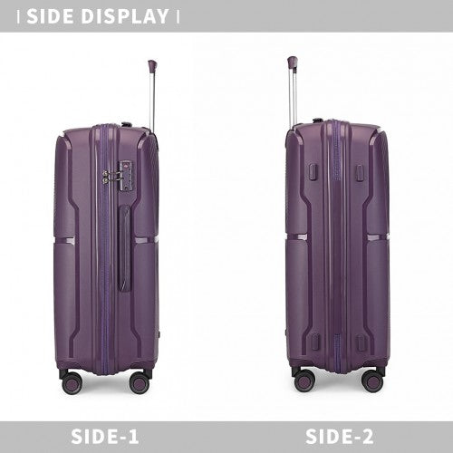 Easy Luggage K2393L - British Traveller 28 Inch Spinner Hard Shell PP Suitcase With TSA Lock - Purple