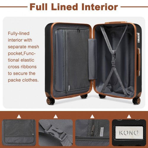 Easy Luggage K2394L - Kono 28 Inch Flexible Hard Shell ABS Suitcase With TSA Lock - Black