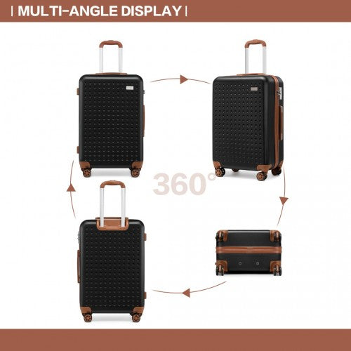 Easy Luggage K2394L - Kono Flexible Hard Shell ABS Suitcase With TSA Lock And Vanity Case 4 Piece Set - Black