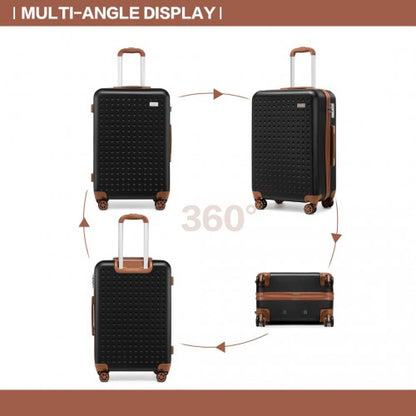 Easy Luggage K2394L - Kono Flexible Hard Shell ABS Suitcase With TSA Lock And Vanity Case 4 Piece Set - Black