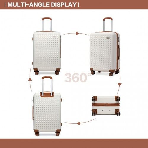 Easy Luggage K2394L - Kono Flexible Hard Shell ABS Suitcase With TSA Lock And Vanity Case 4 Piece Set - Cream