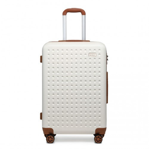 Easy Luggage K2394L - Kono Flexible Hard Shell ABS Suitcase With TSA Lock And Vanity Case 4 Piece Set - Cream
