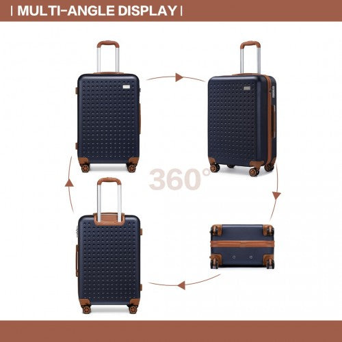 Easy Luggage K2394L - Kono Flexible Hard Shell ABS Suitcase With TSA Lock And Vanity Case 4 Piece Set - Navy