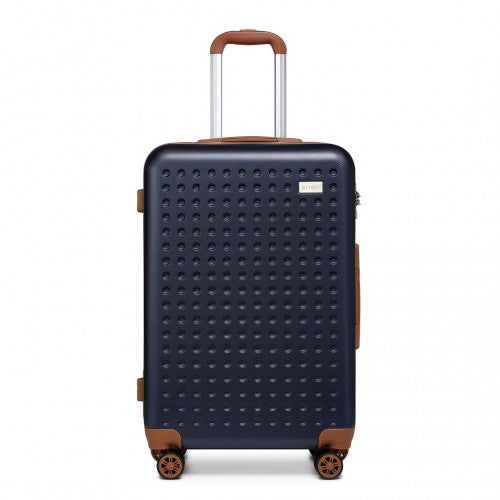 Easy Luggage K2394L - Kono Flexible Hard Shell ABS Suitcase With TSA Lock And Vanity Case 4 Piece Set - Navy