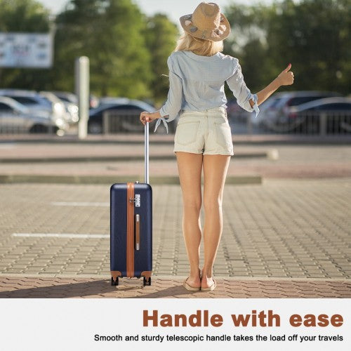 Easy Luggage K2394L - Kono Flexible Hard Shell ABS Suitcase With TSA Lock And Vanity Case 4 Piece Set - Navy