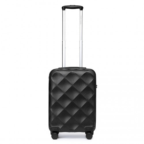 Easy Luggage K2395L - British Traveller 20 Inch Ultralight ABS And Polycarbonate Bumpy Diamond Suitcase With TSA Lock - Black