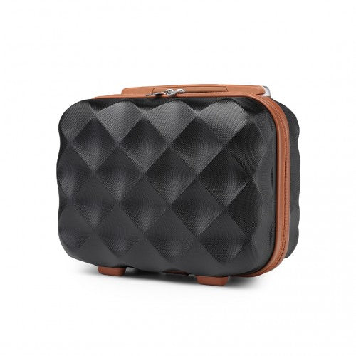 Easy Luggage K2395L - British Traveller 13 Inch Ultralight ABS And Polycarbonate Vanity Case - Black And Brown